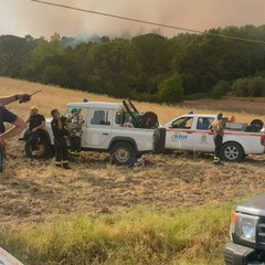 uomini in azione per incendio bosco