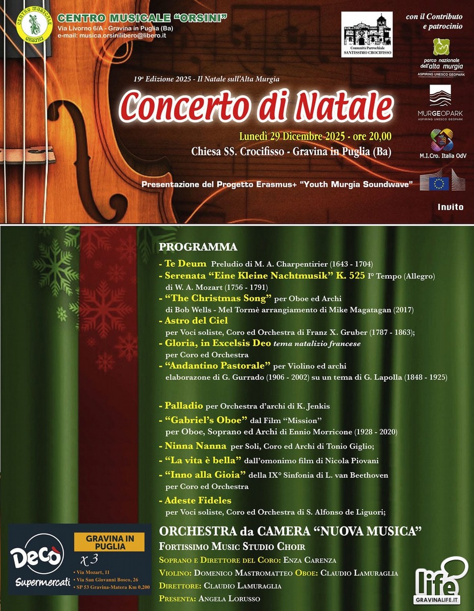 concerto di natale orchestra nuova musica programma