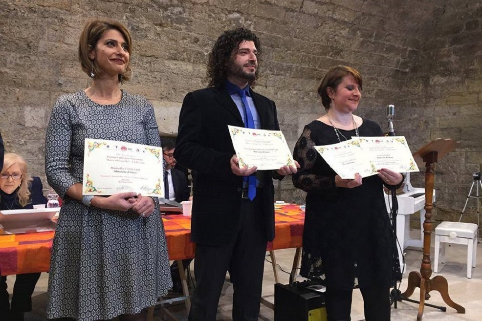 Teo Ugone durante la cerimonia di premiazione al concorso nazionale Teo Ugone durante la cerimonia di premiazione al concorso nazionale