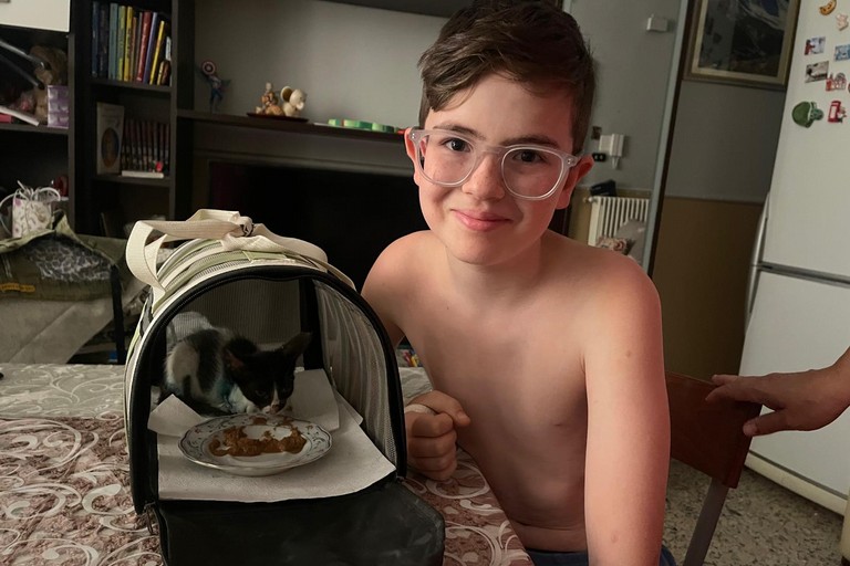 bambino con gattino