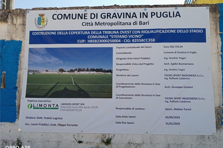 stadio Stefano VIcino - cartello lavori