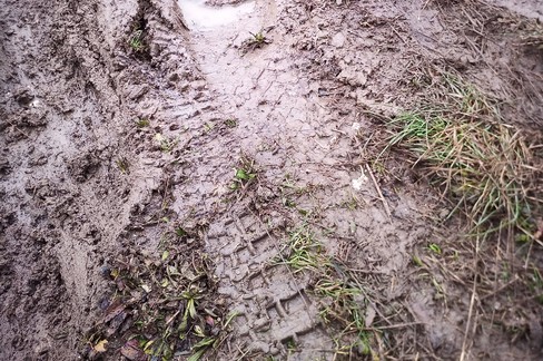 impronte ruote sul fango
