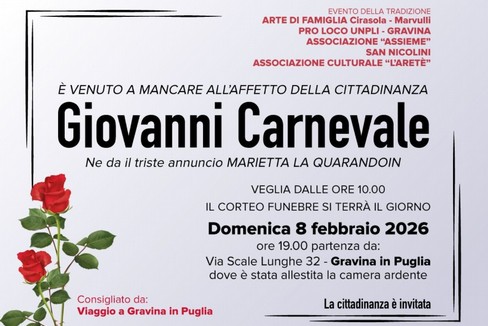 A Gravina va in scena il funerale di Giovanni Carnevale