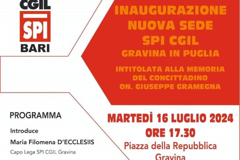 Inaugurazione nuova sede SPI CGIL Gravina in Puglia